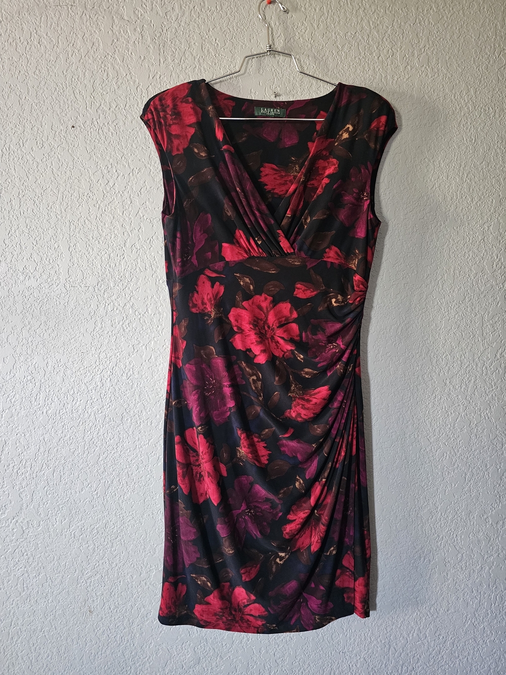 Ralph Lauren Black Dress with Red and Pink Floral Print